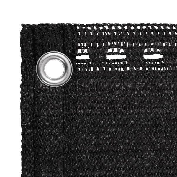 vidaXL ساتر شرفة أسود 90&times;400 سم HDPE