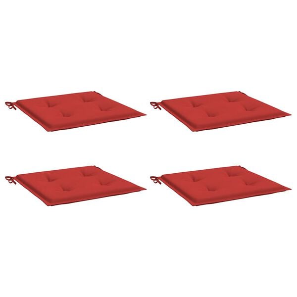 vidaXL وسائد كرسي حديقة 4 قطع لون أحمر 50 &times; 50 &times; 4 سم قماش أوكسفورد