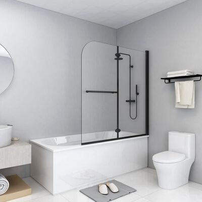 vidaXL غرفة استحمام قابلة للطي 2 لوح 120×140 سم أسود