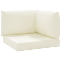 vidaXL وسائد أريكة طبلية 3 ق قماش أبيض كريمي