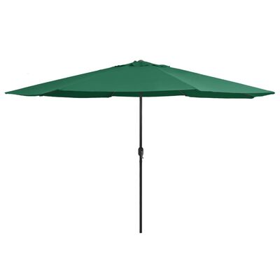 vidaXL مظلة شمسية خارجية مع عمود معدن 390 سم أخضر