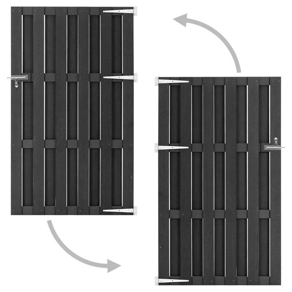 vidaXL بوابة حديقة خشب بلاستيكي 100×180 سم رمادي