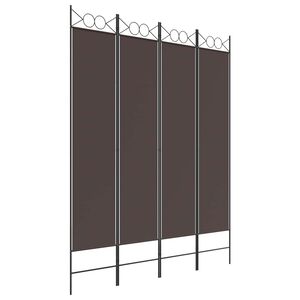 vidaXL مقسم غرفة 4-ألواح بني 160&times;200 سم قماش