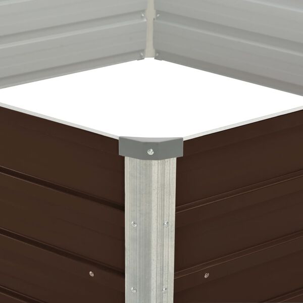 vidaXL حوض حديقة مرتفع بني 129&times;129&times;46 سم فولاذ مجلفن