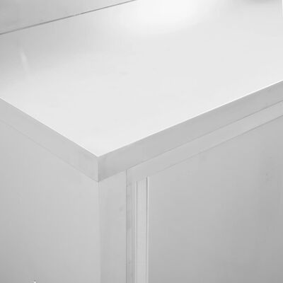 vidaXL طاولات عمل ذات أبواب منزلقة 2 ق 200×50×(95-97) سم ستانلس ستيل