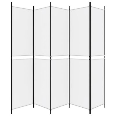 vidaXL مقسم غرفة 5-ألواح أبيض 250×220 سم قماش