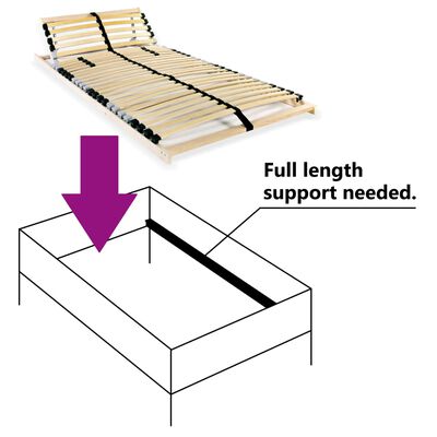 vidaXL قاعدة سرير شرائحية مع 28 شريحة خشبية و 7 مناطق 90×200 سم