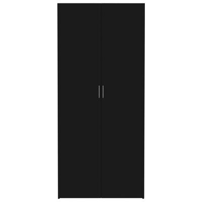 vidaXL خزانة تخزين أسود 80×35.5×180 سم خشب حبيبي