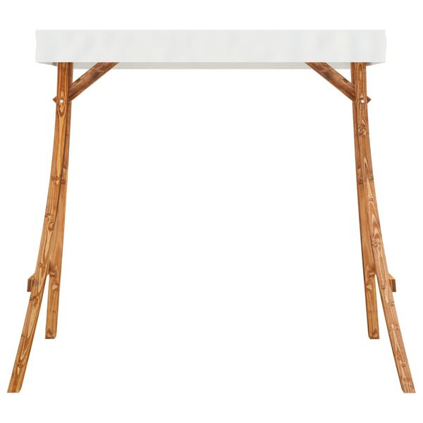 vidaXL إطار متأرجح مع سقف من خشب منحني كريمي مع تشطيب ساج