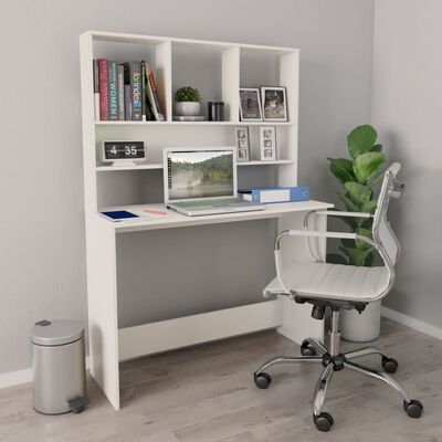 vidaXL مكتب مع رفوف أبيض 110×45×157 سم خشب مضغوط