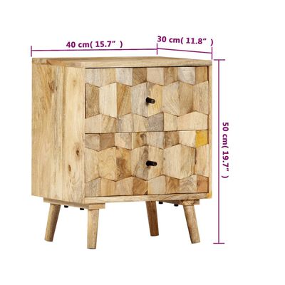 vidaXL خزانة سرير جانبية 40×30×50 سم خشب مانجو صلب