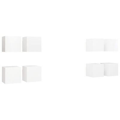 vidaXL خزانات حائط للتلفزيون 8 قطع أبيض 30x30x30.5 سم (2x804483)