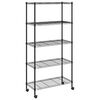 vidaXL 5-Tier Storage Shelf with Wheels 75x35x155 cm Black 250 kg - Untranslated