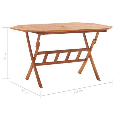 vidaXL طاولة حديقة قابلة للطي 135×85×75 سم خشب اكاسيا صلب