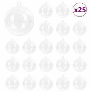 vidaXL مجموعة كرات عيد الميلاد 25 قطعة شفاف &Oslash; 8 سم بلاستيك
