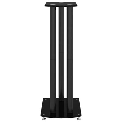 vidaXL حوامل مكبر صوت 2ق لون أسود زجاج مقسى تصميم ثلاثي الأعمدة