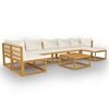 3057661 vidaXL 8 Piece Garden Lounge Set with Cushion Cream Solid Acacia Wood (311855+2x311857+311863) - Untranslated