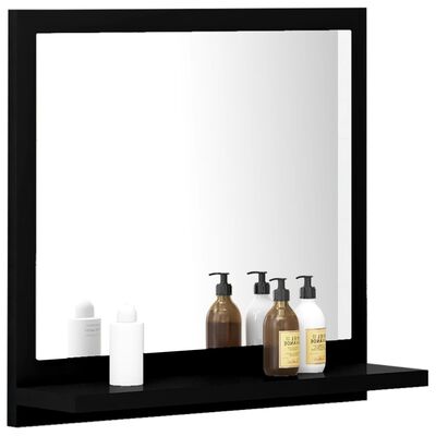 vidaXL مرآة حمام أسود 40×10.5×37 سم خشب حبيبي