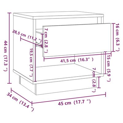 vidaXL خزانات جانب السرير 2 ق أسود 45×34×44 سم خشب صناعي