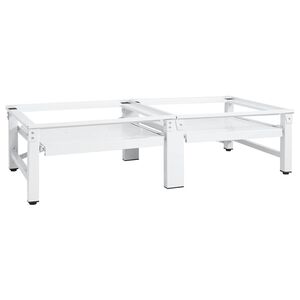 vidaXL قاعدة آلة الغسيل والتجفيف مع أرفف قابلة للسحب أبيض