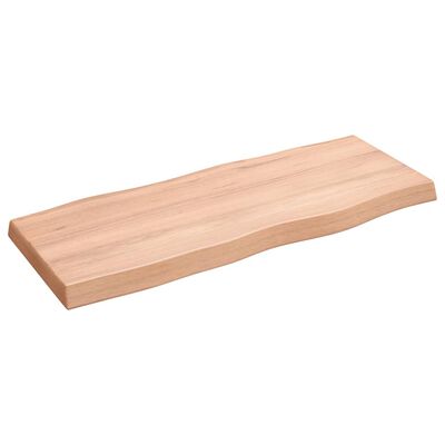 vidaXL سطح طاولة لون بني فاتح 100*40*(2-6) سم خشب صلب معالج وحواف خام