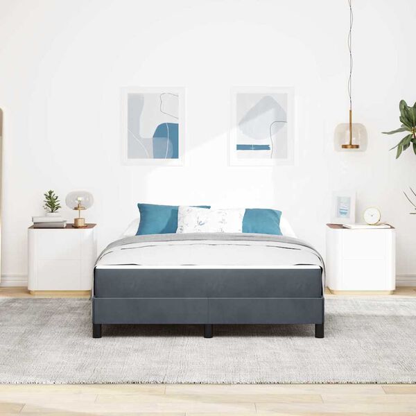 vidaXL سرير زنبركي مع مرتبة رمادي داكن 160 x 200 cm قماش