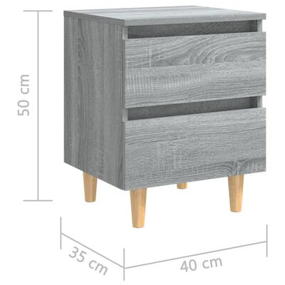 vidaXL خزانة سرير بأرجل خشب صلب سونوما رمادي 40×35×50 سم