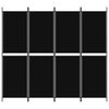 vidaXL مقسم غرفة 4-ألواح أسود 200×180 سم قماش