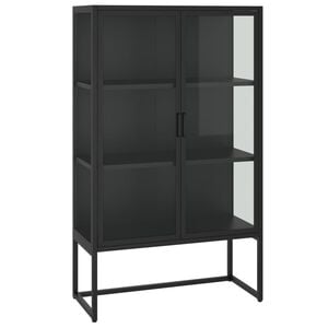 vidaXL خزانة مرتفعة لون أسود 135x35x80 سم فولاذ وزجاج مقسى