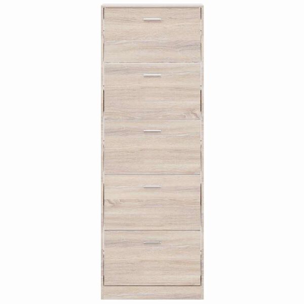 241241 خزانة أحذية خشبية بمظهر خشب البلوط مع 5 حجيرات