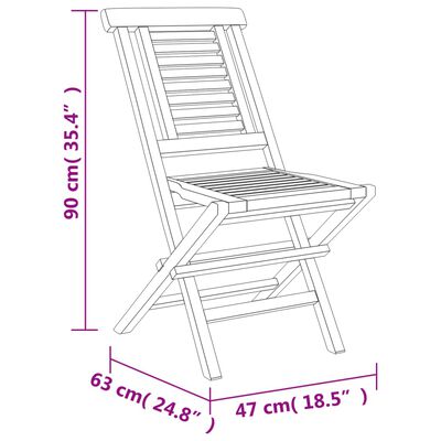 vidaXL 2 كرسي حديقة قابل للطي 47x63x90 سم خشب ساج صلب