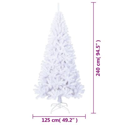 vidaXL شجرة كريسماس صناعية ذات أغصان كثيفة أبيض 240 سم PVC