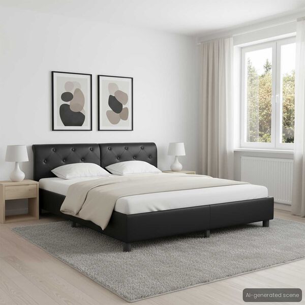 vidaXL إطار سرير دون مرتبة جلد صناعي لون أسود 160&times;200 سم