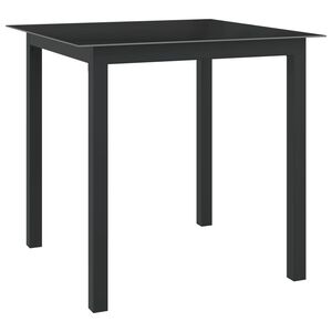 vidaXL طاولة حديقة أسود 80&times;80&times;74 سم ألومنيوم وزجاج