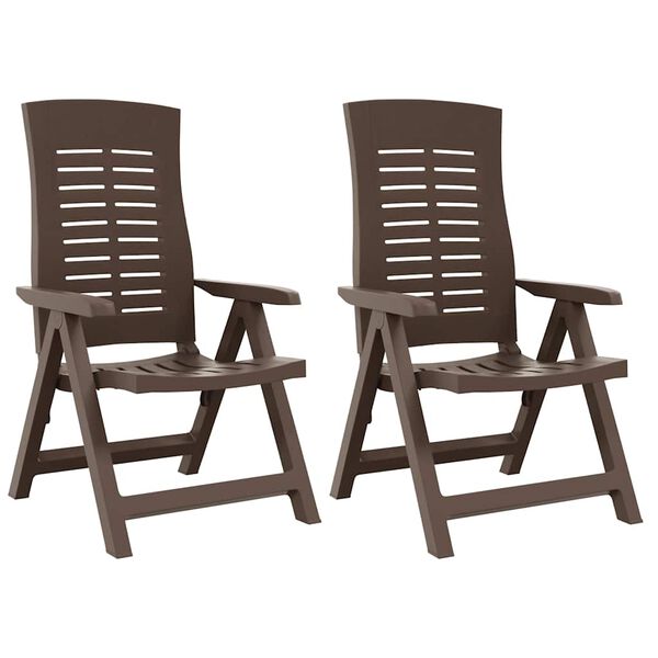 vidaXL كراسي حديقة قابلة للإمالة 2 ق بلاستيك لون موكا