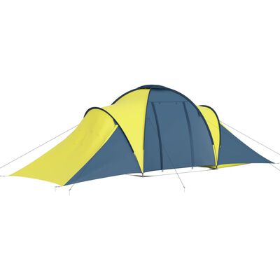 vidaXL خيمة تخييم تتسع 6 أشخاص أزرق وأصفر