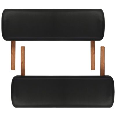 vidaXL طاولة مساج سوداء قابلة للطي 2 أقسام بإطار خشبي