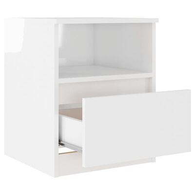 VidaXL خزانة سرير 40x40x50 سم من الخشب صناعي عالي اللمعان أبيض
