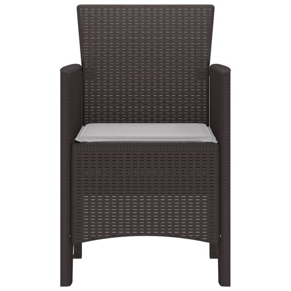 vidaXL كرسي حديقة 2 pcs بني 53 × 49 × 85 سم PP