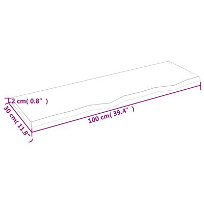 vidaXL رف حائط لون بني فاتح 2x30x100 سم خشب بلوط صلب معالج