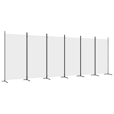 vidaXL مقسم غرفة 6-ألواح أبيض 520×180 سم قماش