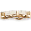3057641 vidaXL 6 Piece Garden Lounge Set with Cushion Cream Solid Acacia Wood (2x311853+311859) - Untranslated