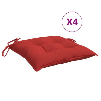 vidaXL وسائد كرسي 4 ق أحمر 50×50×7 سم قماش