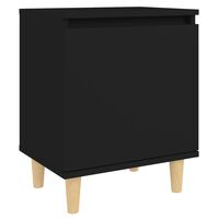 vidaXL خزانة سرير بأرجل خشبية صلبة أسود 40×30×50 سم