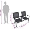vidaXL بنش حديقة بمقعدين 131 سم فولاذ وتكستيلين أسود