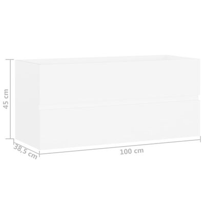 vidaXL خزانة حوض أبيض 100×38.5×45 سم خشب حبيبي