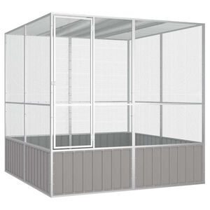 vidaXL قفص طيور لون رمادي 211,5x217,5x213,5 سم فولاذ مجلفن