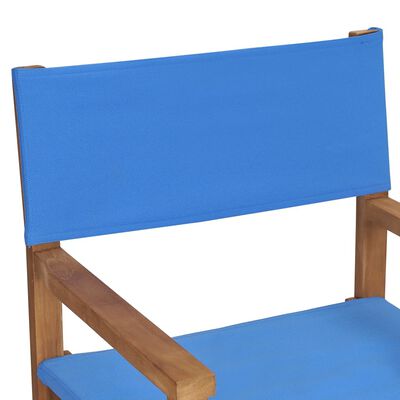 vidaXL كرسي بذراعين خشب ساج صلب أزرق
