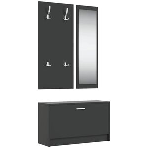 vidaXL 3-in-1 Shoe Cabinet Set Black Engineered Wood - Untranslated