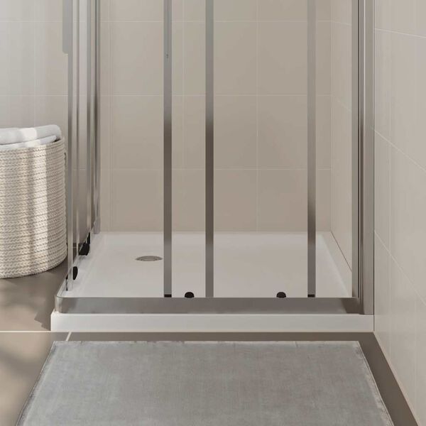 vidaXL قاعدة دش ABS مربعة لون أبيض 80 × 80 سم